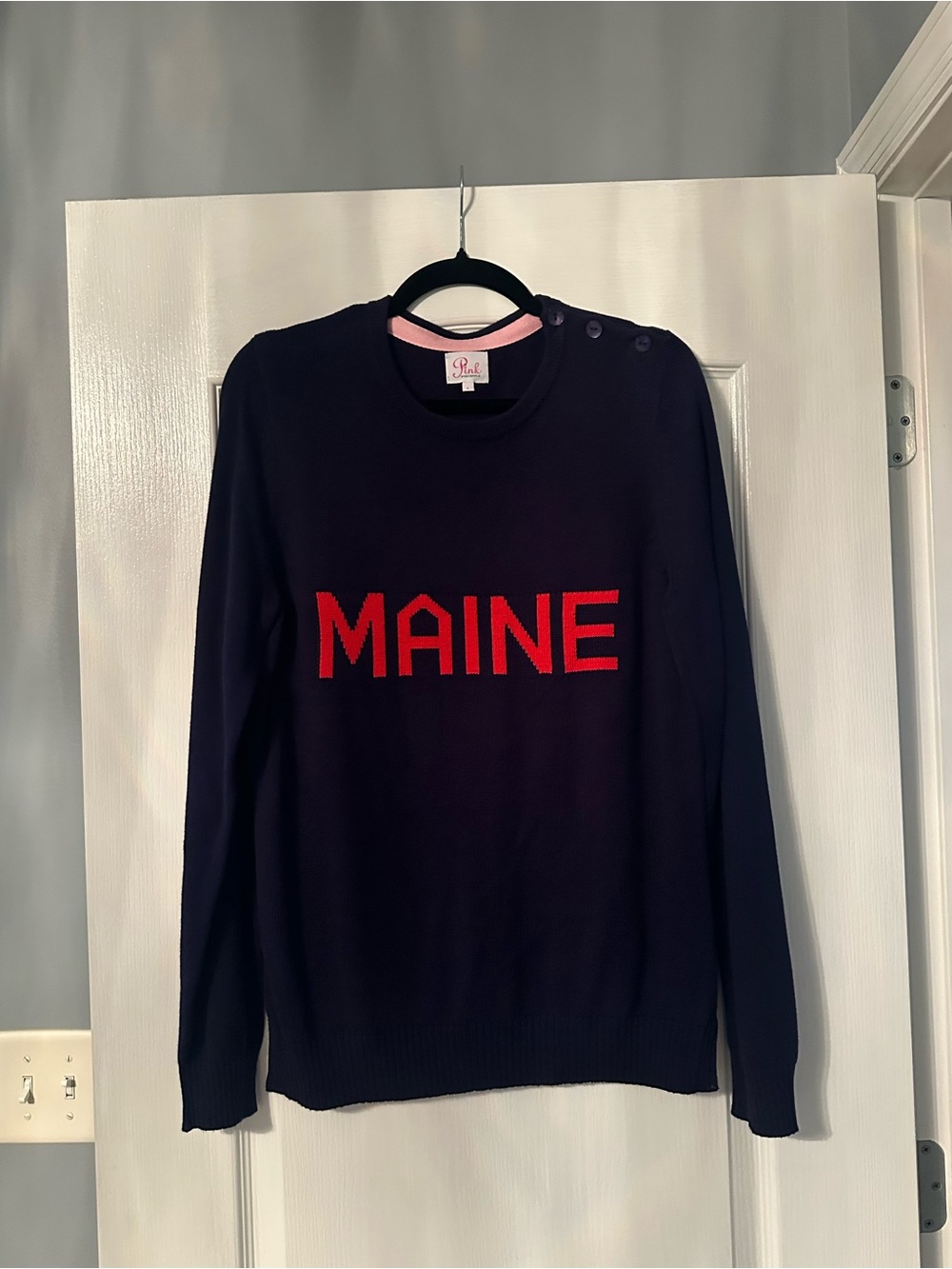 Pink Pineapple Navy/Red Maine Sweater-New, Size Large